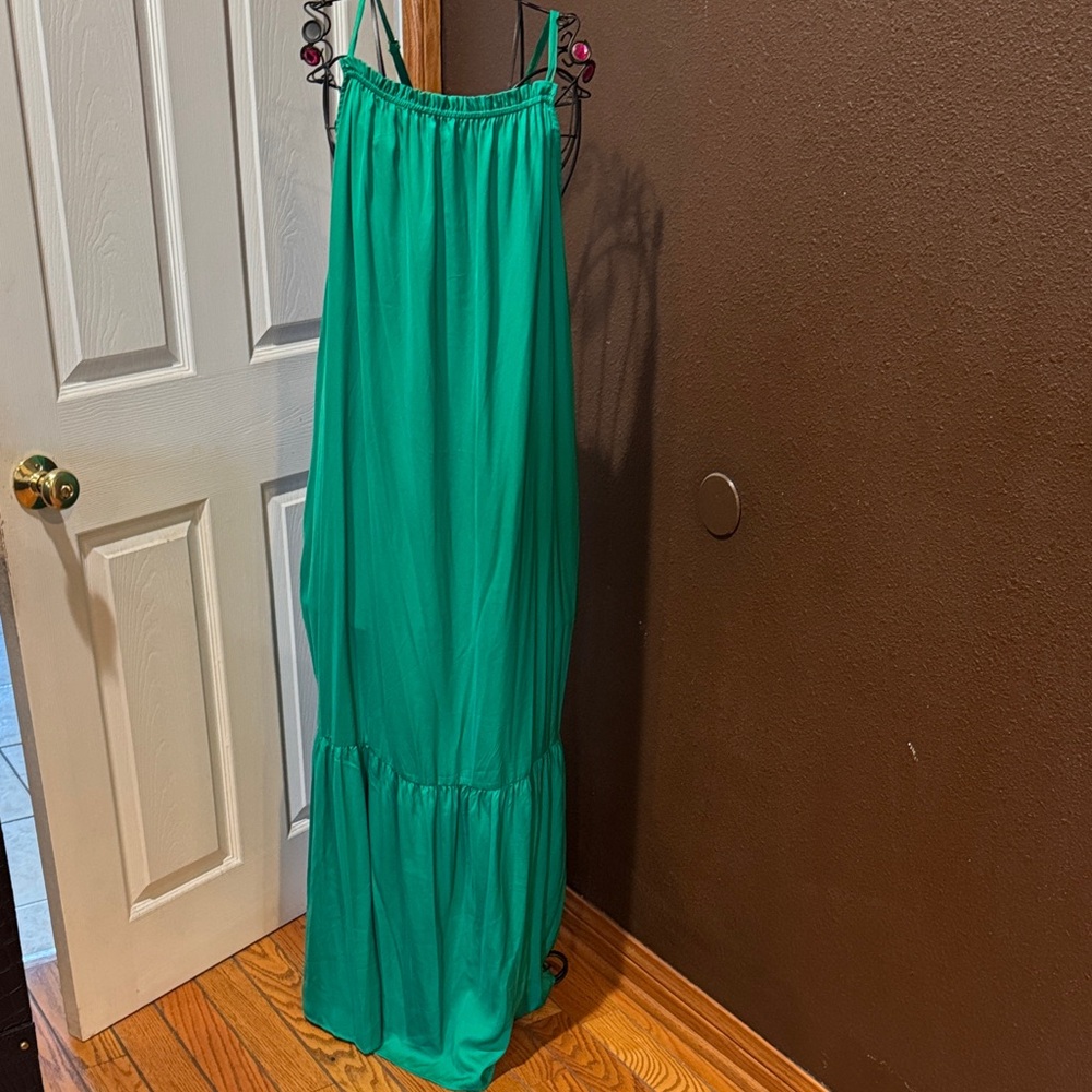 H by Halston Green Backless Dress